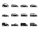 Silhouette different types of cars icons - Vector icon set