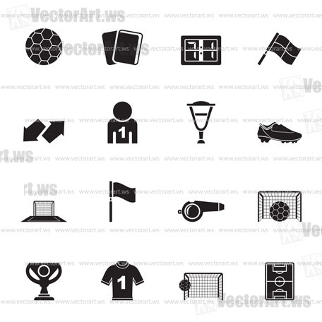 Silhouette football, soccer and sport icons - vector icon set