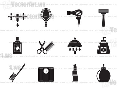 Silhouette Personal care and cosmetics  icons - vector icon set