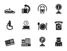 Silhouette airport, travel and transportation icons 2 - vector icon set