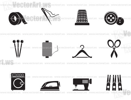 Silhouette Textile objects and industry icons - vector icon set