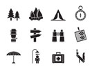 Silhouette Camping, travel and Tourism icons - vector icon set