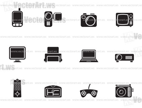 Silhouette Hi-tech technical equipment icons - vector icon set