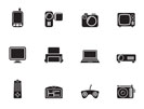 Silhouette Hi-tech technical equipment icons - vector icon set