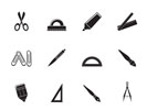 Silhouette school and office tools icons- vector icon set