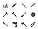 Silhouette different kind of tools icons - vector icon set