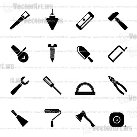 Silhouette Construction and Building Tools icons - Vector Icon Set