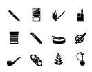 Silhouette Smoking and cigarette icons - vector icon set