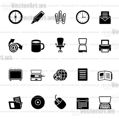 Silhouette Business and Office tools icons - vector icon set 2