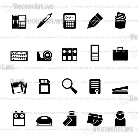 Silhouette Office tools Icons - vector icon set 3