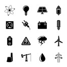 Silhouette Power and electricity industry icons - vector icon set