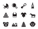 Silhouette baby and children icons - vector icon set