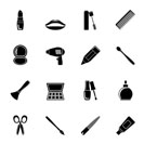 Silhouette cosmetic, make up and hairdressing icons - vector icon set