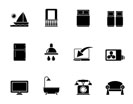 Silhouette Hotel and motel room facilities icons - vector icon set