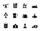 Silhouette Oil and petrol industry icons - vector icon set