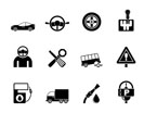 Silhouette car services and transportation icons - vector icon set