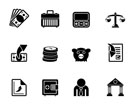 Silhouette Bank, business and finance icons - vector icon set