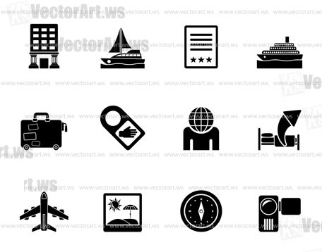 Silhouette Travel, vacation and holidays icon - vector icon set