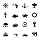 Silhouette Marine and sea icons - vector icon set