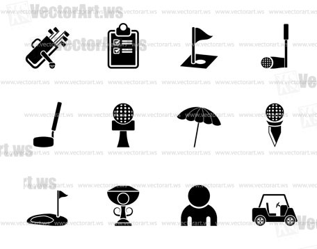 Silhouette golf and sport icons - vector icon set