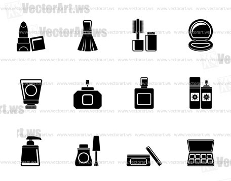 Silhouette Cosmetic Industry and beauty icons - vector icon set