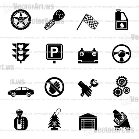 Silhouette Car and transportation icons - vector icon set