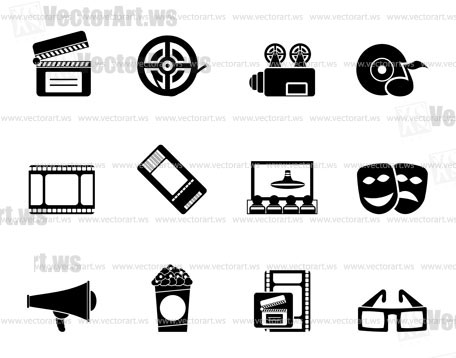 Silhouette Movie theatre and cinema icons - vector icon set