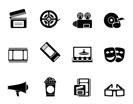 Silhouette Movie theatre and cinema icons - vector icon set