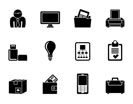 Silhouette Business and office equipment icons - vector icon set