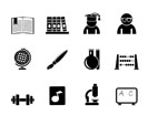 Silhouette school and education icons - vector icon set