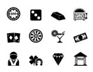 Silhouette casino and gambling icons - vector icon set