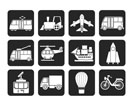 Silhouette Travel and transportation icons - vector icon set