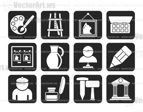 Silhouette Fine art objects icons - vector icon set