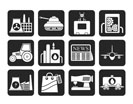 Silhouette Business and industry icons - vector icon set