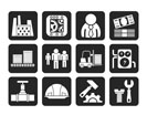 Silhouette Business, factory and mill icons - vector icon set