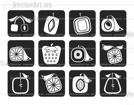 Silhouette Abstract square fruit icons - vector icon set