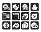 Silhouette Computer Media and disk Icons - vector icon set