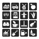 Silhouette Agriculture and farming icons - vector icon set