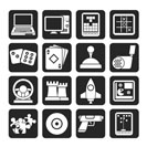 Silhouette Computer Games tools and Icons - vector icon set