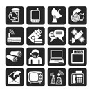 Silhouette Communication, connection  and technology icons - vector icon set