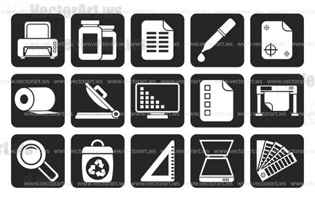 Silhouette Commercial print icons - vector icon set