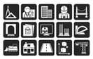 Silhouette architecture and construction icons - vector icon set