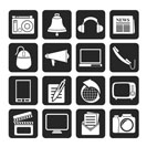 Silhouette Communication and media icons - vector icon set