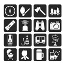 Silhouette Camping, travel and Tourism icons - vector icon set