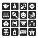 Silhouette Baby, children and toys icons - vector icon set
