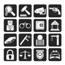 Silhouette Law, Police and Crime icons - vector icon set