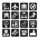 Silhouette Airport and transportation icons - vector icon set