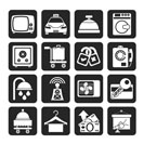 Silhouette Hotel and motel room facilities icons - vector icon set