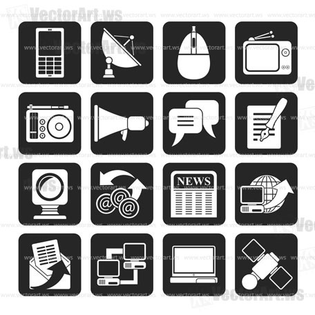 Silhouette Communication and Technology icons - Vector Icon Set