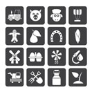 Silhouette Agriculture and farming icons - vector icon set